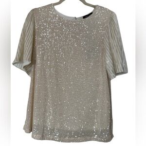 Cable & Gauge Cream Sequin Blouse